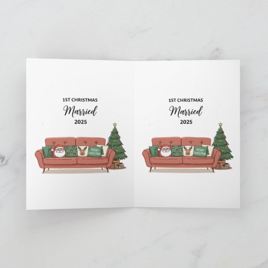 Eerste kerst getrouwd 2025 | Schattigee gezellige  Kaart (Binnen)