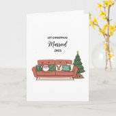 Eerste kerst getrouwd 2025 | Schattigee gezellige  Kaart (Gele Bloem)