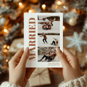 Eerste kerst getrouwd 3 foto modern feestdagenkaart