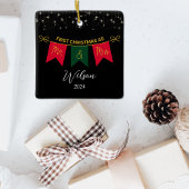 Eerste kerst getrouwd als Mr en Mrs Gold script Keramisch Ornament