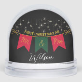 Eerste kerst getrouwd als Mr en Mrs Gold script Sneeuwbol (Voorkant)