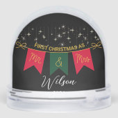 Eerste kerst getrouwd als Mr en Mrs Gold script Sneeuwbol (Achterkant)