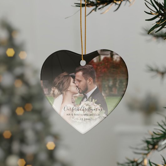 Eerste kerst getrouwd bruiloft Jubileum foto Keramisch Ornament