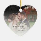 Eerste kerst getrouwd bruiloft Jubileum foto Keramisch Ornament (Voorkant)