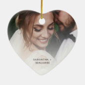 Eerste kerst getrouwd bruiloft Jubileum foto Keramisch Ornament (Achterkant)