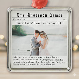 Eerste kerst getrouwd | huwelijksaankondiging metalen ornament