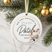 Eerste kerst getrouwd keramiek Ornament, bloemen Keramisch Ornament