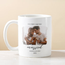 Eerste kerst getrouwd met elegante foto Passen get Koffiemok
