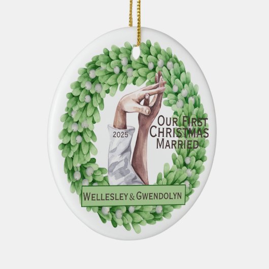 Eerste kerst getrouwd met Eucalyptus Ornament (Rechts)