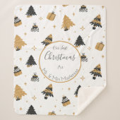 Eerste kerst Getrouwd met meneer en mevrouw Custom Sherpa Deken (Voorkant)