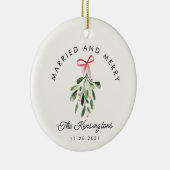 Eerste kerst Getrouwd met meneer en mevrouw Foto Keramisch Ornament (Rechts)