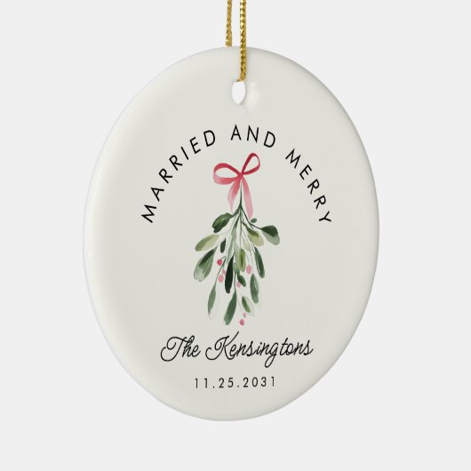 Eerste kerst Getrouwd met meneer en mevrouw Foto Keramisch Ornament (Rechts)