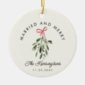 Eerste kerst Getrouwd met meneer en mevrouw Foto Keramisch Ornament (Voorkant)