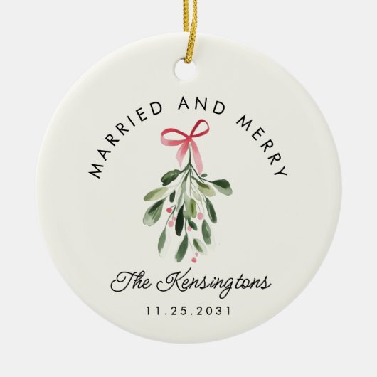 Eerste kerst Getrouwd met meneer en mevrouw Foto Keramisch Ornament (Voorkant)