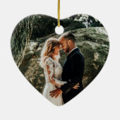 Eerste kerst getrouwd met moderne minimalistische  keramisch ornament (Achterkant)