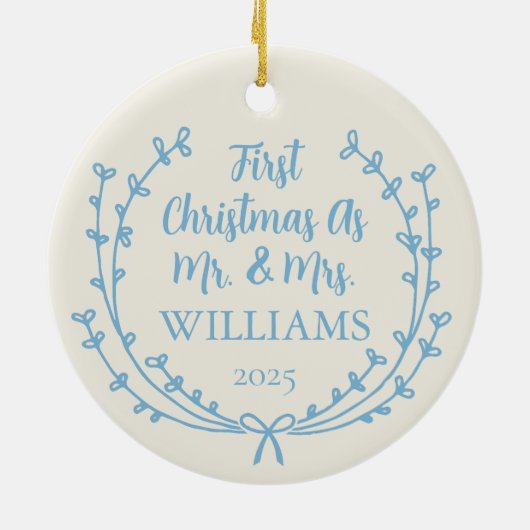 Eerste kerst getrouwd ornament met afbeelding (Achterkant)