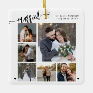 Eerste kerst getrouwd pasgetrouwd aandenken foto keramisch ornament