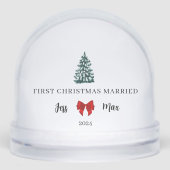Eerste kerst getrouwd Red Bow Coquette Keepsake Sneeuwbol (Voorkant)
