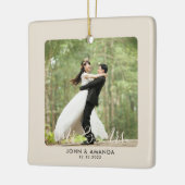 Eerste kerst Getrouwd Retro Meneer en mevrouw Foto Keramisch Ornament (Links)