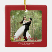Eerste kerst Getrouwd Retro Meneer en mevrouw Foto Keramisch Ornament (Voorkant)
