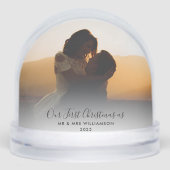 Eerste kerst Getrouwd Schattige Paar Foto's Custom Sneeuwbol (Voorkant)