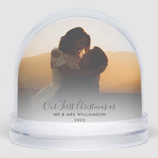 Eerste kerst Getrouwd Schattige Paar Foto's Custom Sneeuwbol (Voorkant)