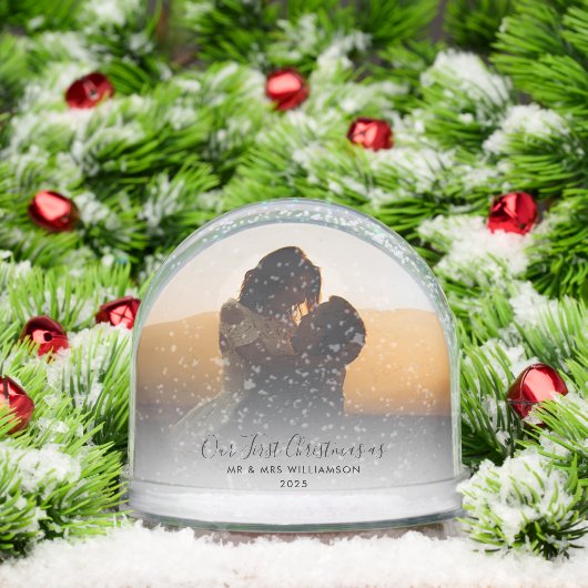 Eerste kerst Getrouwd Schattige Paar Foto's Custom Sneeuwbol (Kerstmis)