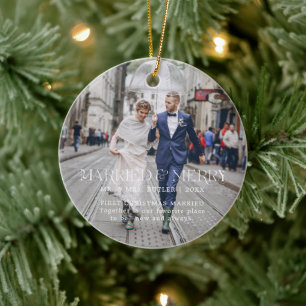 Eerste kerst getrouwd   sentimentele foto keramisch ornament