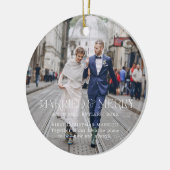 Eerste kerst getrouwd | sentimentele foto keramisch ornament (Links)