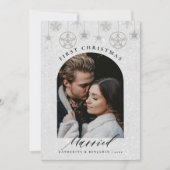 Eerste kerst Getrouwd Sparkles Boho Lijst Foto Feestdagenkaart (Voorkant)