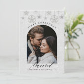 Eerste kerst Getrouwd Sparkles Boho Lijst Foto Feestdagenkaart (Staand voorkant)