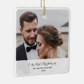 Eerste kerst getrouwd trouwdag foto keramisch ornament (Rechts)