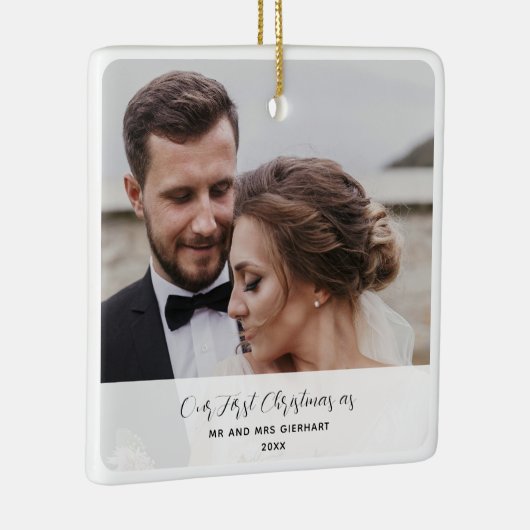 Eerste kerst getrouwd trouwdag foto keramisch ornament (Rechts)
