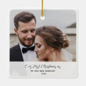 Eerste kerst getrouwd trouwdag foto keramisch ornament (Achterkant)