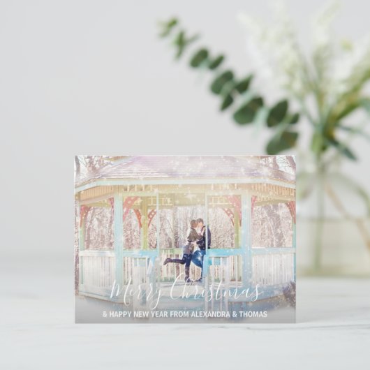 Eerste kerst getrouwd verloofd nieuwjaar | FOTO Feestdagenkaart (Staand voorkant)