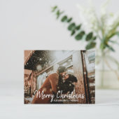 Eerste kerst getrouwd verloofd wit | FOTO Feestdagenkaart (Staand voorkant)