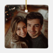 Eerste kerst getrouwd & vrolijk grillige foto keramisch ornament (Achterkant)