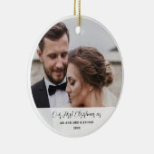Eerste kerst getrouwde foto Elegant Keepsake Keramisch Ornament (Rechts)