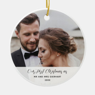 Eerste kerst getrouwde foto Elegant Keepsake Keramisch Ornament