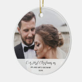 Eerste kerst getrouwde foto Elegant Keepsake Keramisch Ornament (Links)