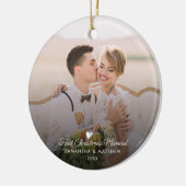 Eerste kerst getrouwde foto Feestdagen Keramisch Ornament (Links)