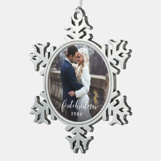 Eerste kerst getrouwde foto vakantie Ornament (Rechts)
