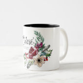 Eerste kerst getrouwde geloof gepersonaliseerd tweekleurige koffiemok (Voorkant rechts)