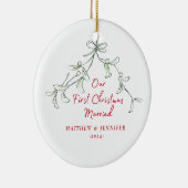 Eerste kerst getrouwde maretak foto Ornament (Rechts)