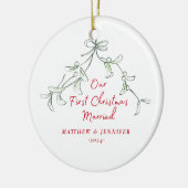 Eerste kerst getrouwde maretak foto Ornament (Links)