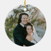 Eerste kerst getrouwde maretak foto Ornament (Achterkant)