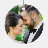 Eerste kerst getrouwde Pas getrouwd Foto Keramisch Ornament (Achterkant)