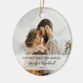 Eerste kerst getrouwde Pas getrouwd Foto Keramisch Ornament (Links)