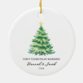 Eerste kerst getrouwde Pas getrouwd Keramisch Ornament (Achterkant)