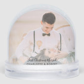 Eerste kerst Getrouwde Passen getrouwd Foto's Cust Sneeuwbol (Achterkant)